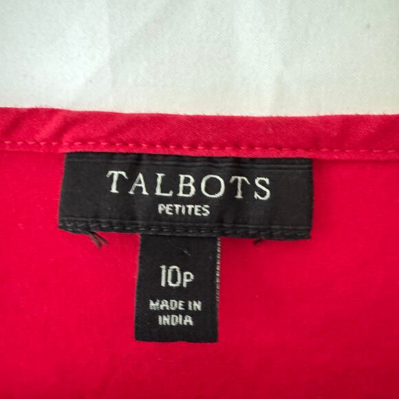 Talbots Womens Petite Sleeveless Red Blouse Size 10P Bee Button Front Workwear - Picture 2 of 6